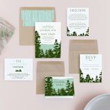 "Mountain View" - Wedding Invitations in Pine Green by Ariel Rutland - Invitation Suite