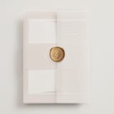 "Overlap" - Wedding Invitations in Terracotta by Kelly Schmidt - Assembled with Vellum Wrap and Wax Seal