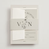"Floral Type Arch" - Wedding Invitations in Linen by Baumbirdy - Assembled with Belly Band