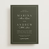 "refined" - Wedding Invitations in Deep Olive by Nicole Walsh - Front
