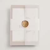 "Private Affair" - Wedding Invitations in Cinnamon by Nazia Hyder - Assembled with Vellum Wrap and Wax Seal