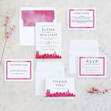 "Skyline -New York" - Wedding Invitations in Magenta by Laura Condouris - Invitation Suite