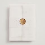 "The Manor" - Wedding Invitations in Buff by Pixel and Hank - Assembled with Vellum Wrap and Wax Seal