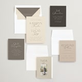"Formal Elegance" - Wedding Invitations in Latte by Morgan Kendall - Invitation Suite