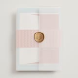 "Vivid" - Wedding Invitations in Sky by Kelly Watkins - Assembled with Vellum Wrap and Wax Seal
