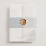 "Trio" - Wedding Invitations in Ocean by Erin L. Wilson - Vellum Wrap with Wax Seal