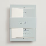 "Landscape Script" - Wedding Invitations in Sky by Kelly Schmidt - Assembled with Belly Band