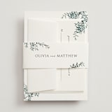 "Fresh Sage" - Wedding Invitations in Olive by Christie Kelly - Assembled with Belly Band
