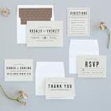 "Classic Type" - Wedding Invitations in Mocha by Melissa Egan of Pistols - Invitation Suite
