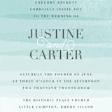 "Old Post Road" - Wedding Invitations in Sea Salt by Jennifer Wick - Close-Up