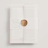 "belle meade" - Wedding Invitations in Champagne by Sara Hicks Malone - Assembled with Vellum Wrap and Wax Seal