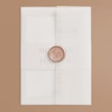 "Coco" - Wedding Invitations in Linen by Carly Reed Walker - Assembled with Vellum Wrap and Wax Seal