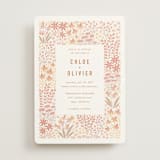 "Floral Border" - Wedding Invitations in Peach by Pippa Shaw - Front