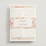 "Floral Border" - Wedding Invitations in Peach by Pippa Shaw - Assembled with Belly Band