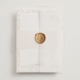 "Avery" - Wedding Invitations in Peony by Jennifer Wick - Assembled with Vellum Wrap and Wax Seal