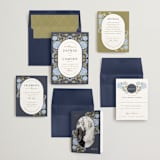 "Hydrangea Garden" - Wedding Invitations in Navy by Susan Zinader - Invitation Suite