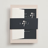 "Floral Monogram" - Wedding Invitations in Champagne by Lindsay Megahed - Assembled with Belly Band