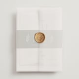 "Arched Monogram" - Wedding Invitations in Olive by Erica Krystek - Assembled with Vellum Wrap and Wax Seal