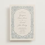 "Embroidered" - Wedding Invitations in Dusty Blue by Jen Owens - Front