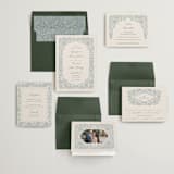 "Embroidered" - Wedding Invitations in Dusty Blue by Jen Owens - Invitation Suite