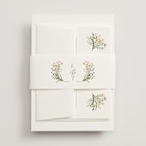 "delicate buds" - Wedding Invitations in Olive by Jennifer Wick - Assembled with Belly Band