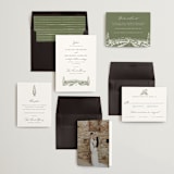 "Vineyard" - Wedding Invitations in Olive by Sarah Brown - Invitation Suite