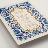 "Gilded" - Wedding Invitations in Cerulean by GeekInk Design - Detail