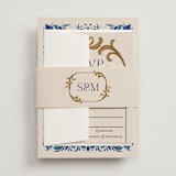 "Gilded" - Wedding Invitations in Cerulean by GeekInk Design - Assembled with Belly Band