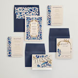 "Gilded" - Wedding Invitations in Cerulean by GeekInk Design - Invitation Suite