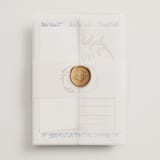 "Gilded" - Wedding Invitations in Cerulean by GeekInk Design - Assembled with Vellum Wrap and Wax Seal