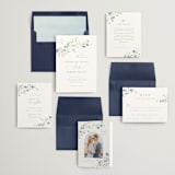 "Sweeping Meadow" - Wedding Invitations in Aquamarine by Everett Paper Goods - Invitation Suite