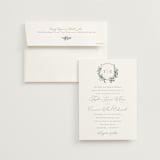 "Foliage Crest" - Wedding Invitations in Sky by Everett Paper Goods - Invitation with Envelope