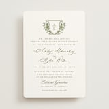 "watercolor flowers crest" - Wedding Invitations in Moss by Cass Loh - Front