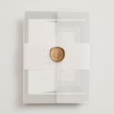 "Chantilly" - Wedding Invitations in Olive by Erica Krystek - Assembled with Vellum Wrap and Wax Seal