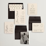 "Script and Monogram" - Wedding Invitations in Sand by Carolyn MacLaren - Invitation Suite