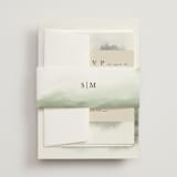 "Hillside" - Wedding Invitations in Moss by Hannah Williams - Assembled with Belly Band