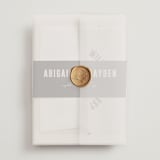 "Spin" - Wedding Invitations in Cream by Pixel and Hank - Assembled with Vellum Wrap and Wax Seal