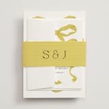 "Antique Ribbon" - Wedding Invitations in Citrine by Olivia Kanaley Inman - Assembled with Belly Band