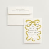 "Antique Ribbon" - Wedding Invitations in Citrine by Olivia Kanaley Inman - Invitation with Envelope