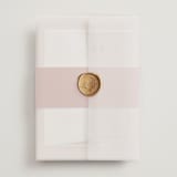 "Jot" - Wedding Invitations in Peach Cream by Snow and Ivy - Assembled with Vellum Wrap and Wax Seal