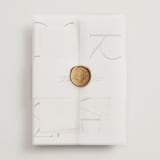 "Numerical" - Wedding Invitations in Lily by Owl and Toad - Assembled with Vellum Wrap and Wax Seal
