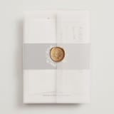"Botanical Crest" - Wedding Invitations in Ink by Kelly Watkins - Assembled with Vellum Wrap and Wax Seal