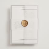 "Ornate sketched frame" - Wedding Invitations in Latte by Jackie Crawford - Assembled with Vellum Wrap and Wax Seal
