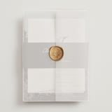 "As if a Dream" - Wedding Invitations in Cloud by Pine Street Creative - Assembled with Vellum Wrap and Wax Seal