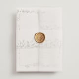 "Forever in Love" - Wedding Invitations in Ivy by Hannah Williams - Assembled with Vellum Wrap and Wax Seal