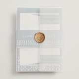 "Kantha Quilt" - Wedding Invitations in Indigo by Nazia Hyder - Assembled with Vellum Wrap and Wax Seal