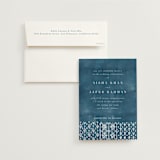 "Kantha Quilt" - Wedding Invitations in Indigo by Nazia Hyder - Invitation with Envelope