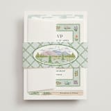 "River Valley" - Wedding Invitations in Pine by Paper Sun Studio - Assembled with Belly Band