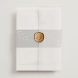 "Collection" - Wedding Invitations in Blanco by Kaydi Bishop - Vellum Wrap with Wax Seal