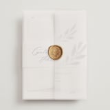 "Pressed Foliage" - Wedding Invitations in Heather by Stacey Meacham - Assembled with Vellum Wrap and Wax Seal